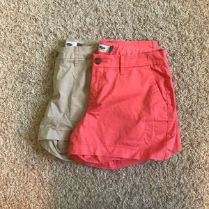 Khaki and Coral Old Navy Shorts